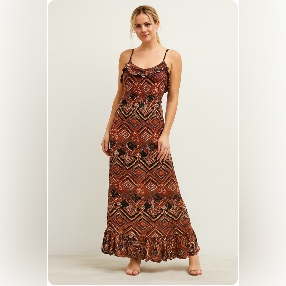 Derek Heart Bohemian Brown Maxi Dress Size xS